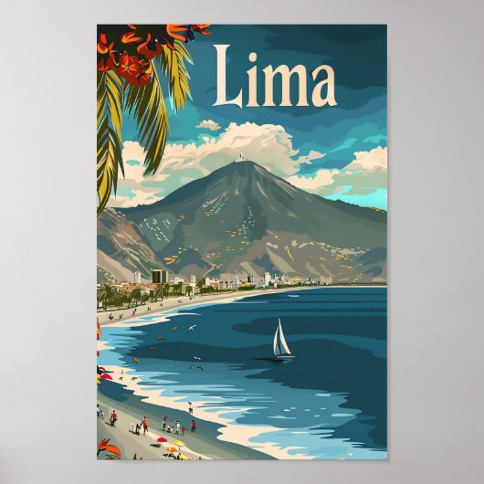 Lima Peru Vintag Retro Travel Illustration Poster (Vorne)