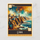 Lima, Peru | Vintage Malerei Postkarte (Vorderseite)