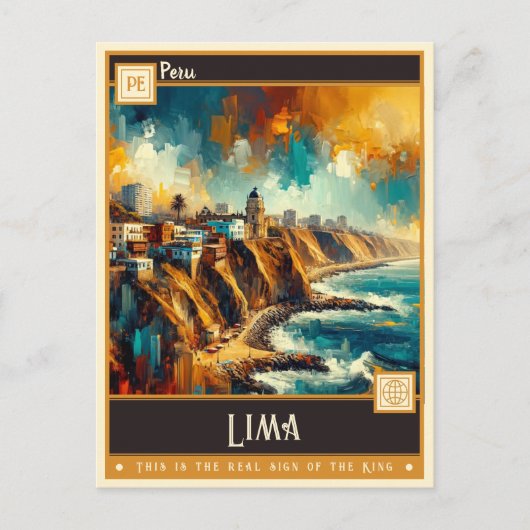 Lima, Peru | Vintage Malerei Postkarte (Vorderseite)