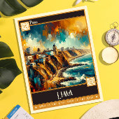 Lima, Peru | Vintage Malerei Postkarte
