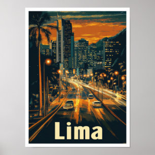 Lima Peru Vintage Reise Illustration Poster
