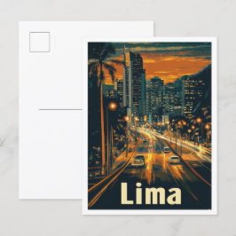 Lima Peru Vintage Reise Illustration Postkarte