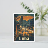 Lima Peru Vintage Reise Illustration Postkarte (Stehend Vorderseite)