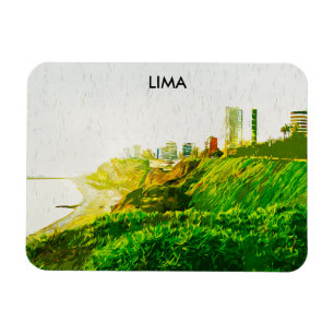 Lima Peru Wasserfarbenpanorama-Aussicht Magnet