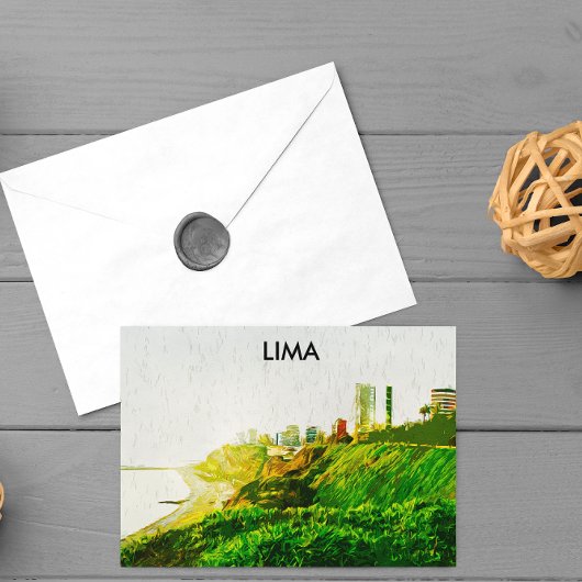 Lima Peru Wasserfarbenpanorama-Aussicht Postkarte