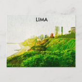 Lima Peru Wasserfarbenpanorama-Aussicht Postkarte (Vorderseite)