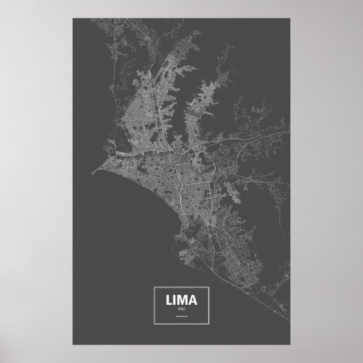 Lima, Peru (weiß auf schwarz) Poster (Vorne)
