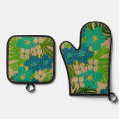 Limahuli Garden Hawaiianische Imitate Texture Turq Ofenhandschuh & Topflappen-Set (Vorderseite)