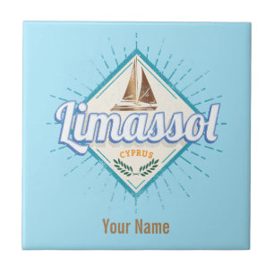 Limassol City Cyprus Retro Segelschiff Vintag Fliese