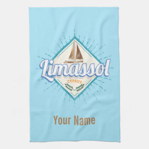 Limassol City Cyprus Retro Segelschiff Vintag Geschirrtuch