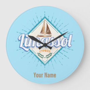 Limassol City Cyprus Retro Segelschiff Vintag Große Wanduhr