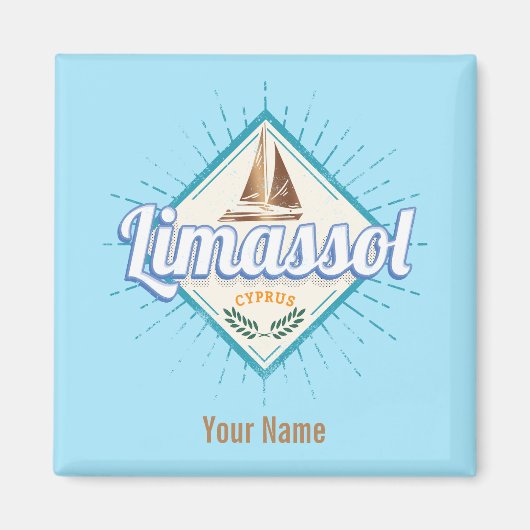 Limassol City Cyprus Retro Segelschiff Vintag Magnet (Vorne)