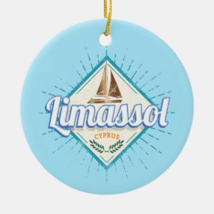 Limassol Stadt Zypern Retro-Segelschiff Vintage Keramik Ornament