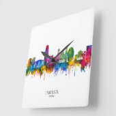 Limassol Zypern Skyline Quadratische Wanduhr (Winkel)