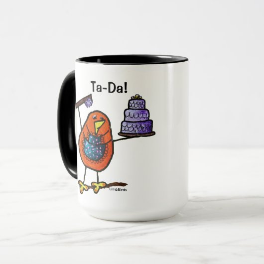 LimbBirds Schwarzes 15 Unze-Wecker-Tasse Tasse (Vorderseite Links)