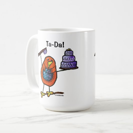 LimbBirds Schwarzes 15 Unze-Wecker-Tasse Tasse (Vorderseite Links)