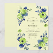 Limbgrüne florale Swirl-Hochzeit Einladung (Vorne/Hinten)