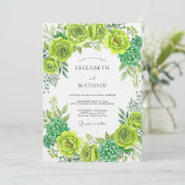Limbgrüne Florale Whimsy-Hochzeit Einladung (Stehend Vorderseite)