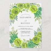 Limbgrüne Florale Whimsy-Hochzeit Einladung (Vorderseite)