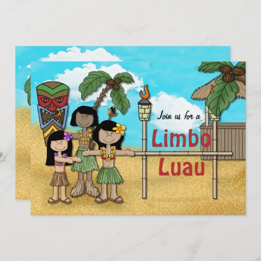 Limbo Luau Birthday Party Einladung (Vorne/Hinten)