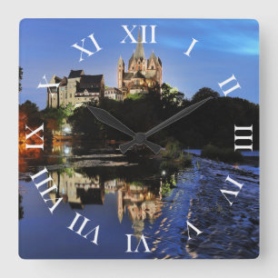 Limburg Dom zur blauen Stunde Quadratische Wanduhr