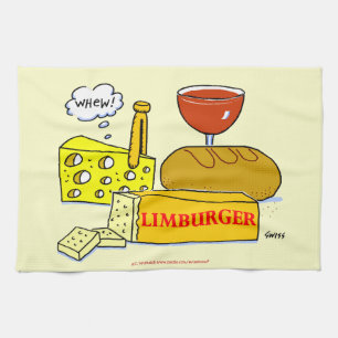 Limburger Käse Brot und Wein Humor Küchentuch