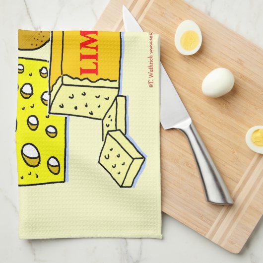 Limburger Käse Brot und Wein Humorvoll Küchentuch (Viertel Falte)