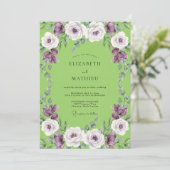 Lime Amethyst Rosenhochzeit Einladung (Stehend Vorderseite)