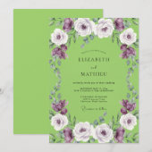 Lime Amethyst Rosenhochzeit Einladung (Vorne/Hinten)