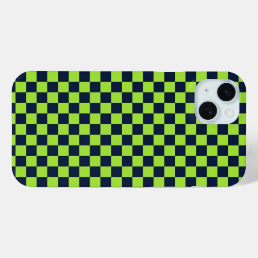 Lime and navy checkerboard pattern Case-Mate iPhone hülle (Rückseite (Horizontal))