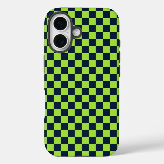 Lime and navy checkerboard pattern Case-Mate iPhone hülle (Rückseite)