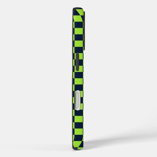 Lime and navy checkerboard pattern Case-Mate iPhone hülle (Rückseite / Rechts)