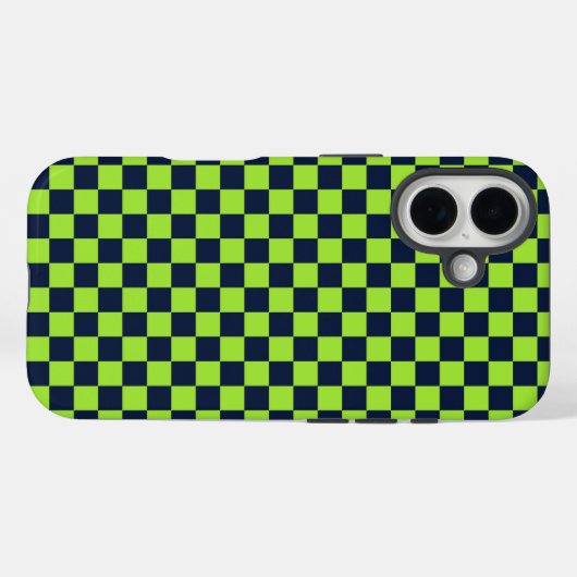 Lime and navy checkerboard pattern Case-Mate iPhone hülle (Rückseite (Horizontal))