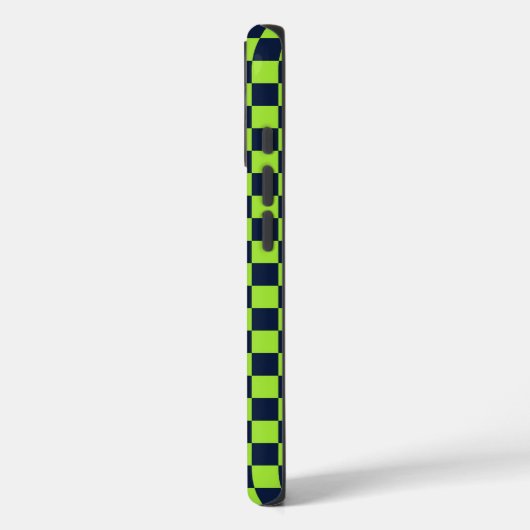 Lime and navy checkerboard pattern Case-Mate iPhone hülle (Rückseite / Links)