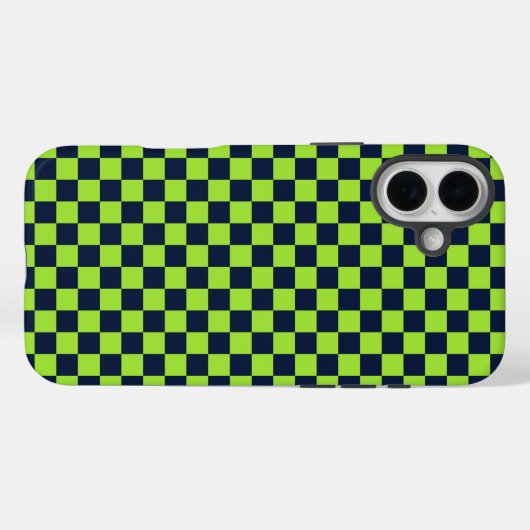 Lime and navy checkerboard pattern Case-Mate iPhone hülle (Rückseite (Horizontal))