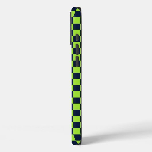 Lime and navy checkerboard pattern Case-Mate iPhone hülle (Rückseite / Links)