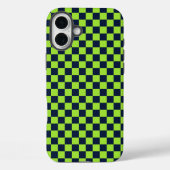 Lime and navy checkerboard pattern Case-Mate iPhone hülle (Rückseite)