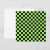 Lime and navy checkerboard pattern dankeskarte (Vorne/Hinten)
