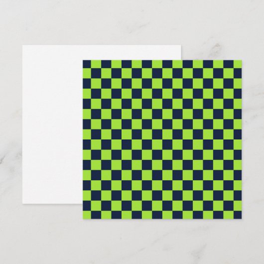 Lime and navy checkerboard pattern dankeskarte (Vorne/Hinten)