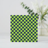Lime and navy checkerboard pattern dankeskarte (Stehend Vorderseite)