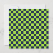 Lime and navy checkerboard pattern dankeskarte (Vorderseite)