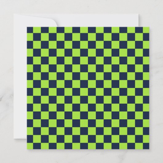 Lime and navy checkerboard pattern dankeskarte (Vorderseite)