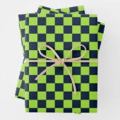 Lime and navy checkerboard pattern geschenkpapier set (Beispiel)