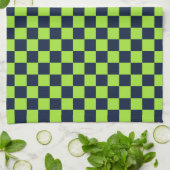 Lime and navy checkerboard pattern geschirrtuch (Gefaltet)