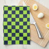 Lime and navy checkerboard pattern geschirrtuch (Viertel Falte)