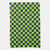 Lime and navy checkerboard pattern geschirrtuch (Vertikal)