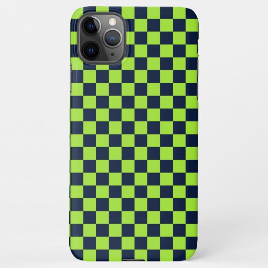 Lime and navy checkerboard pattern iPhone hülle (Rückseite)