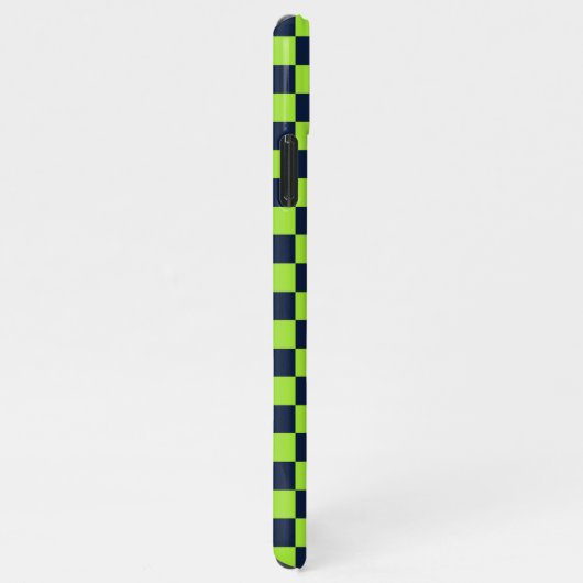 Lime and navy checkerboard pattern iPhone hülle (Rechte Seite)