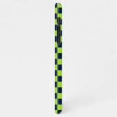 Lime and navy checkerboard pattern iPhone hülle (Linke Seite)