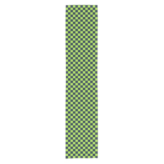 Lime and navy checkerboard pattern kurzer tischläufer (Vorderseite)